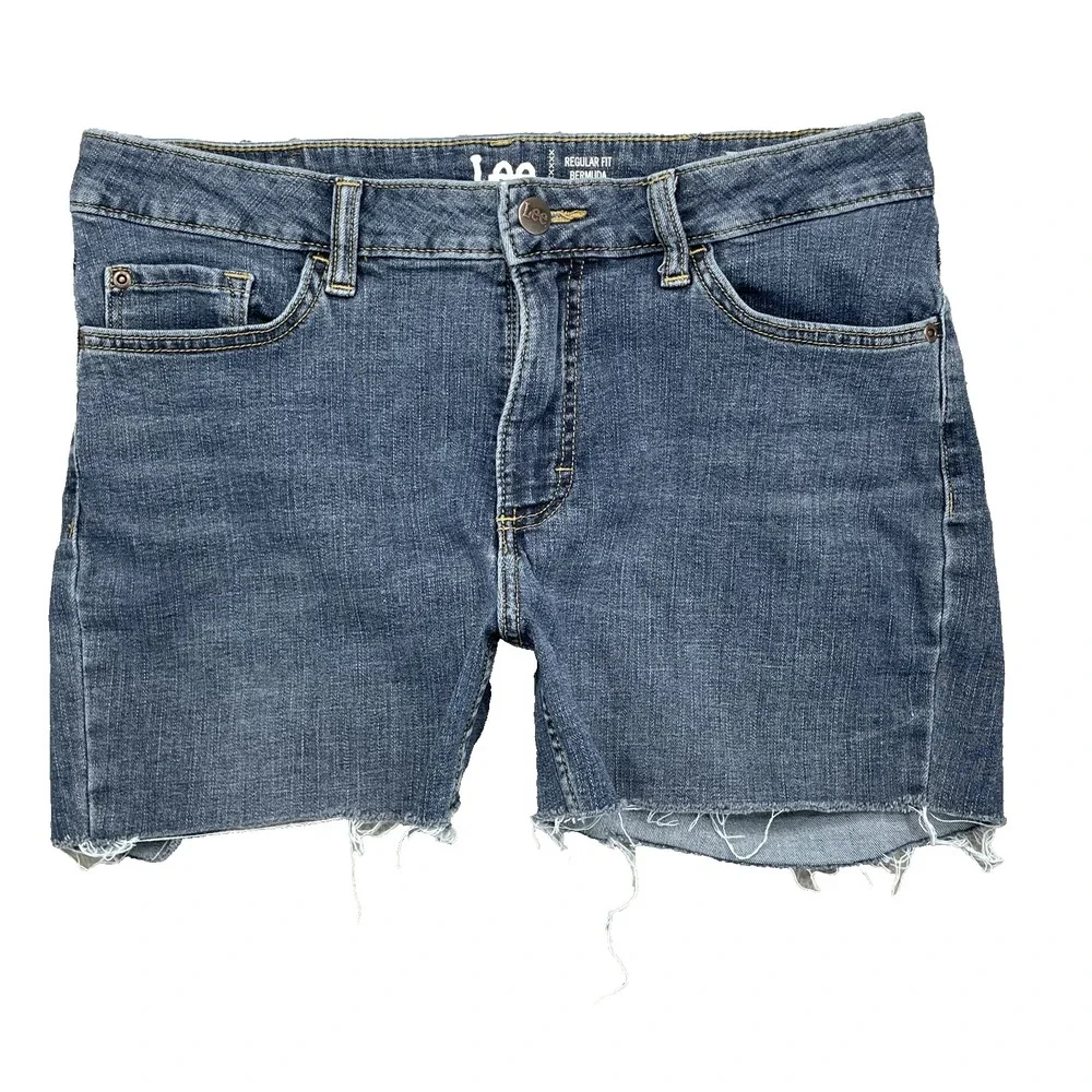 Lee‎ Jean Shorts Women's 31* Raw Hem Cut Off Y2K Rodeo Daisy 90's Preppy Classic